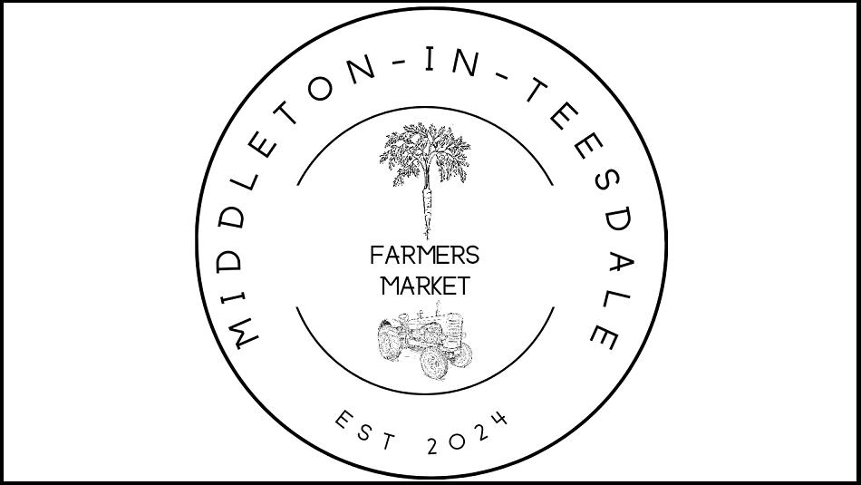 Middleton-in-Teesdale Farmers Market Logo with illustration of a tractor and carrot.