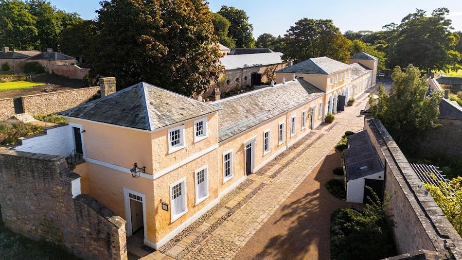 Aerial View of the Coach House shop at Raby Castle