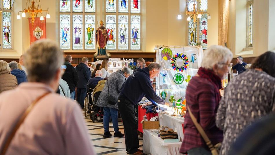 People attending the craft and producers' fair at Ushaw Historic House, Chapels and Gardens