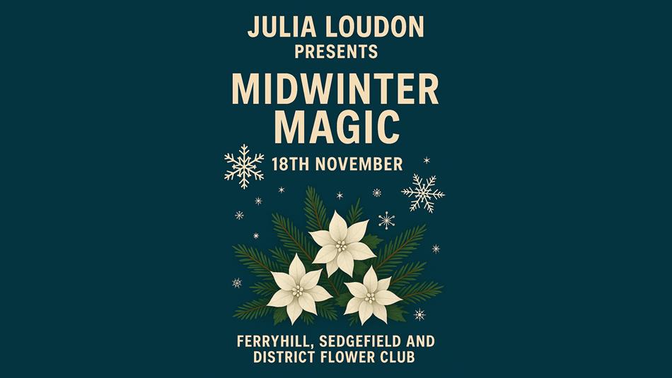 Details of event with a decorated Christmas wreath and snow flakes