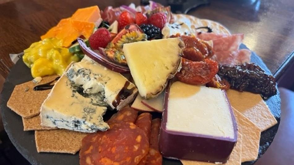 A display of cheeses