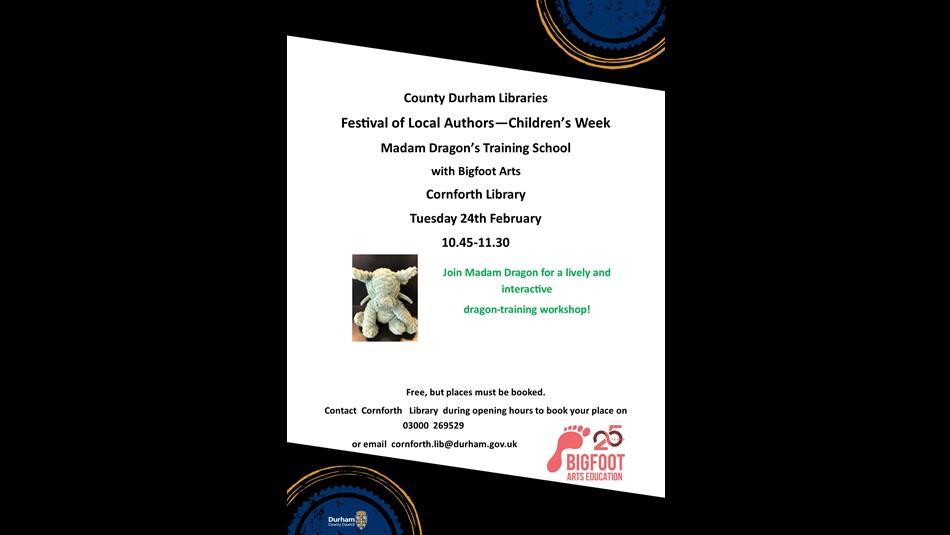 Image of a Dragon soft toy on a poster advertising the event