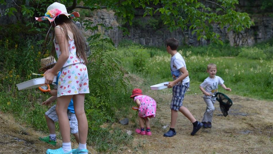 Children taking part in an activity at Bowlees Quarry
