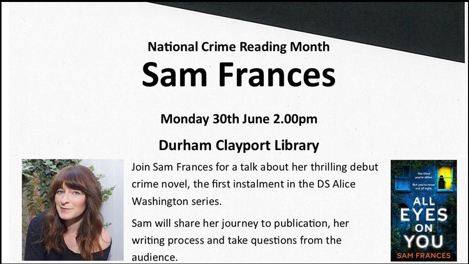 Photo of Author Sam Frances, and her novel 'All Eyes On You;