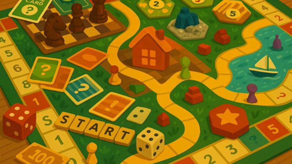 An illustration of a mixture of different board games