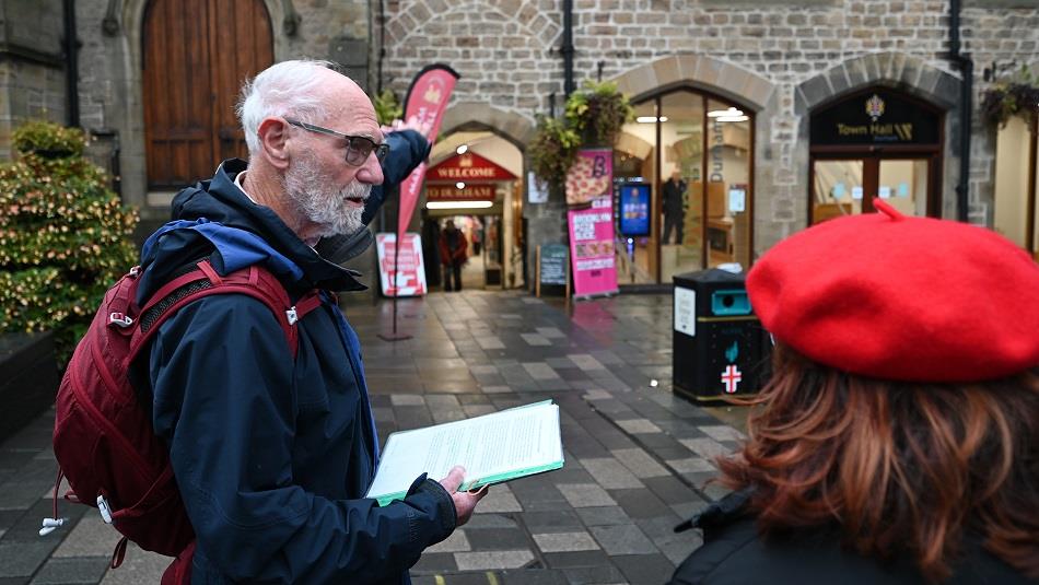 David Butler sharing the history of Durham Market Hall