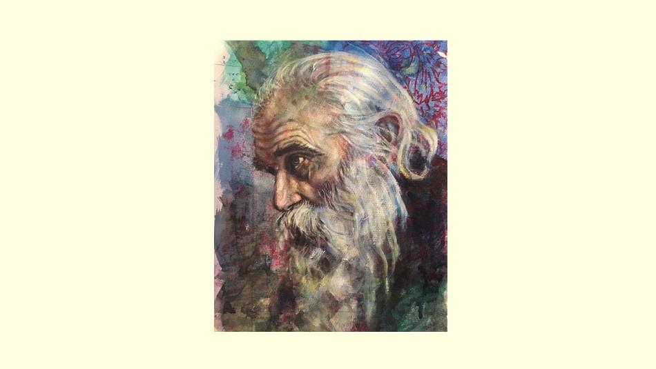 Oil painting of an elderly man