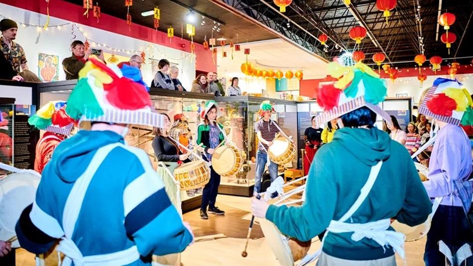 Traditional Korean drumming performance at the Oriental Museum.