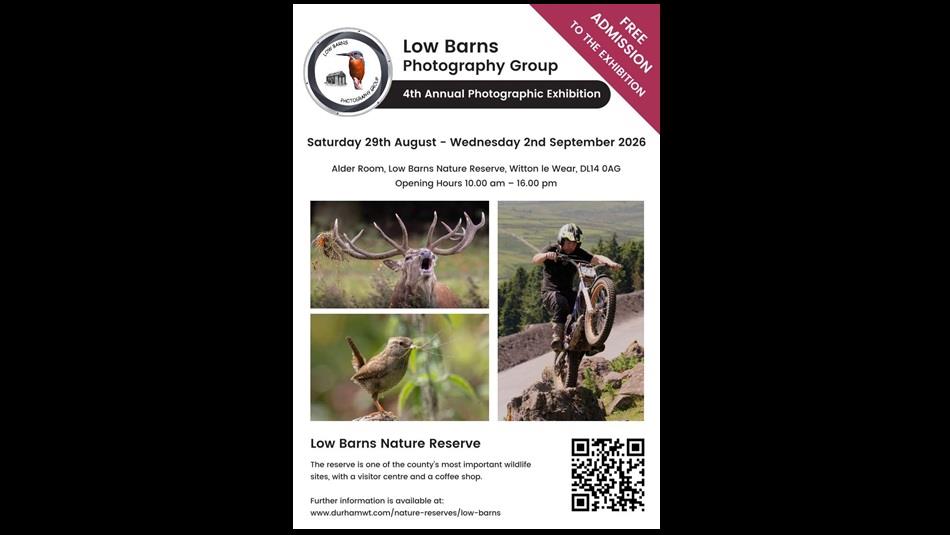 Low Barns Photography Group 4th Annual Photographic exhibition. Photos of deer, birds and a mountain bike.