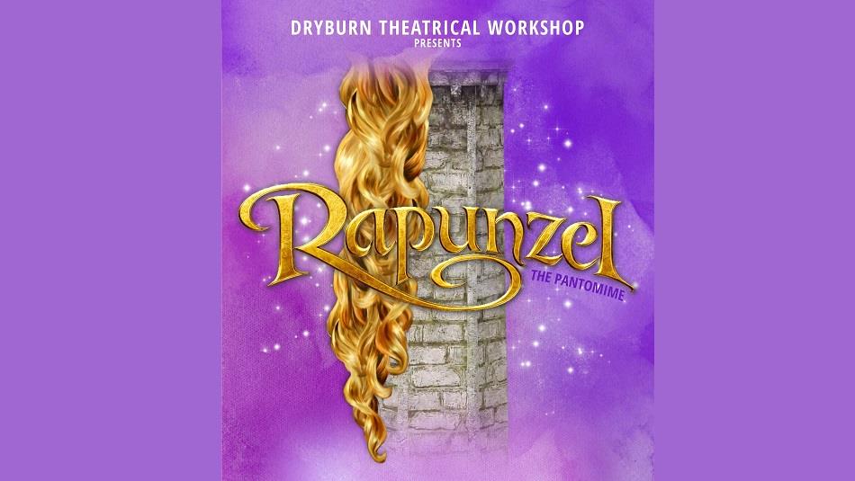 Rapunzel flowing hair and castle tower