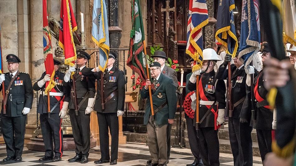 members of the armed forces attending the remembrance service at Durham Cathedral