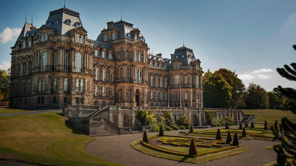 Exterior view of The Bowes Museum and grounds.