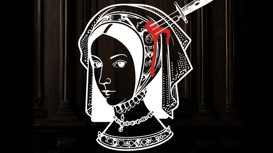 Black and White drawing of a Tudor Handmaiden with dagger in head