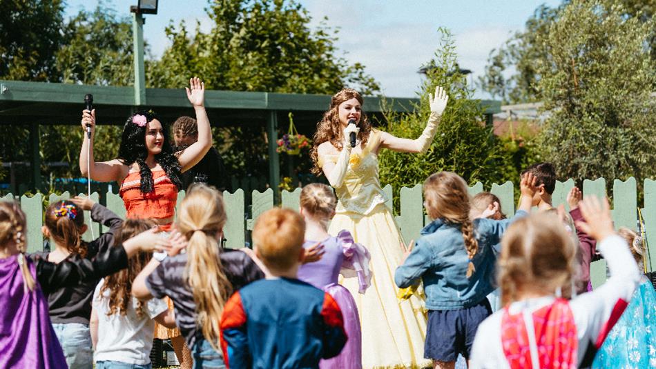 Two princesses entertaining families at Tweddle Farm.