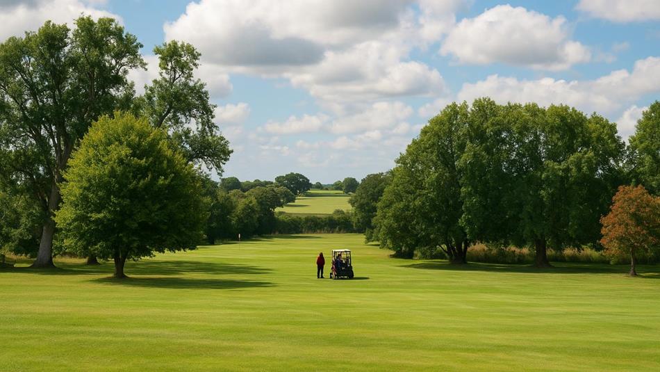 View of players on Barnard Castle Golf Course on a sunny day.
