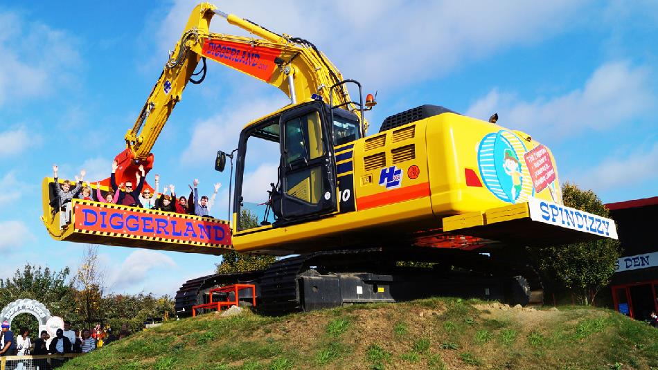 Children's digger ride at Diggerland Durham.