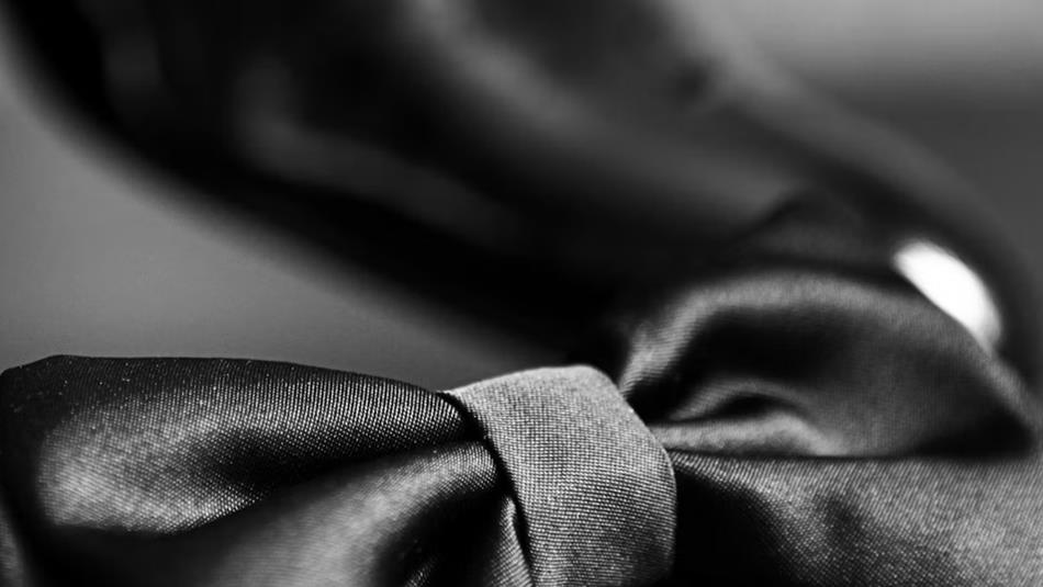 Black and white photo of a bow