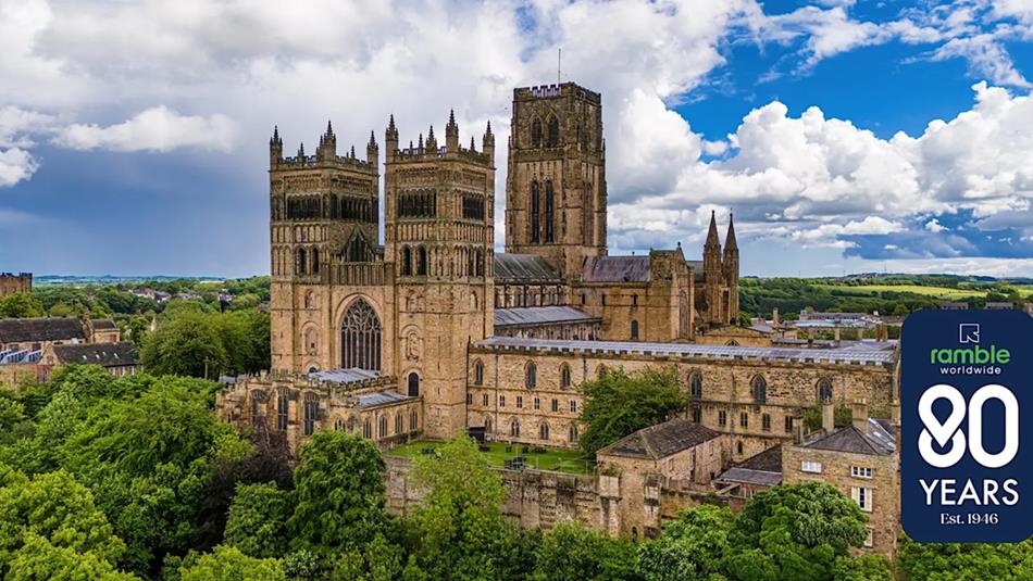 Durham Cathedral and surrounding countryside.
