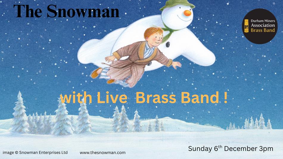 The Snowman with Live Brass Band. The Snowman and the boy, in his dressing gown, flying through the night sky. © Snowman Enterprises Limited