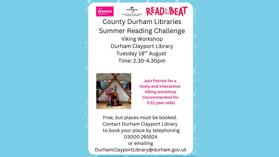 County Durham Libraries Summer Reading Challenge. Viking Workshop, Clayport Library.