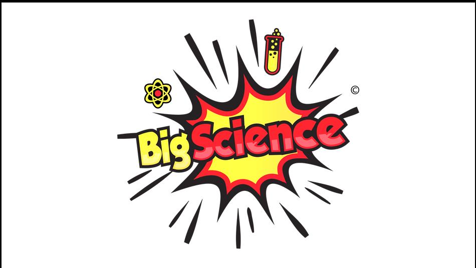 Big Science - illustration of an explosion and test tubes.