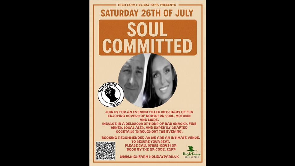 Black and white photo of a man and woman  smiling for the 'Soul Committed' event