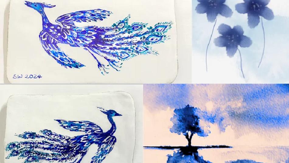 Blue and White artworks by Suzanne Williams