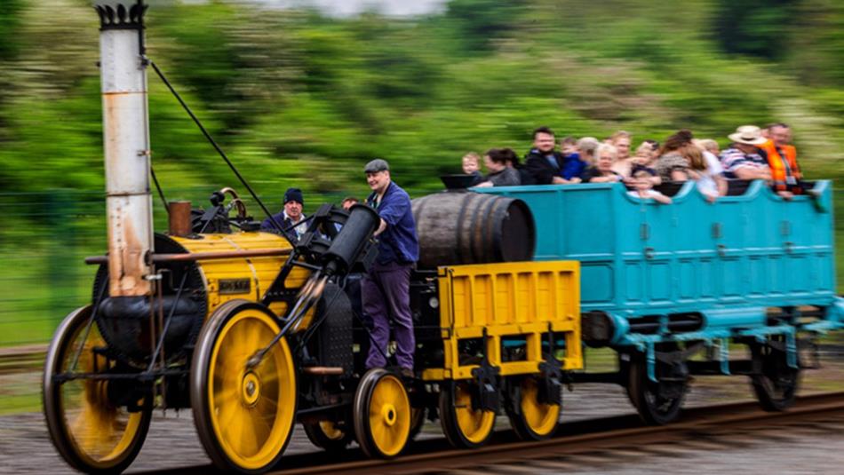 People enjoying train rides at Locomotion.