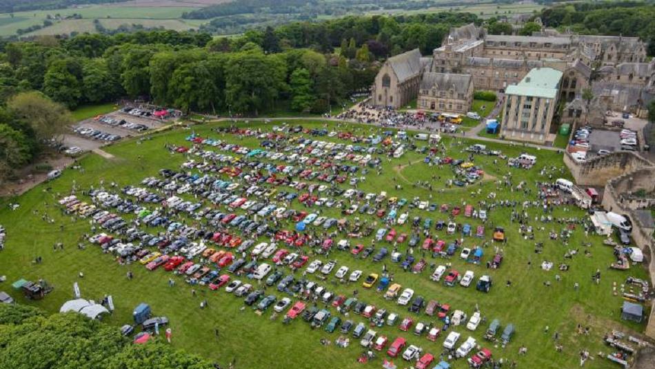 Aerial view of Ushaw Classic Car and Bike Show