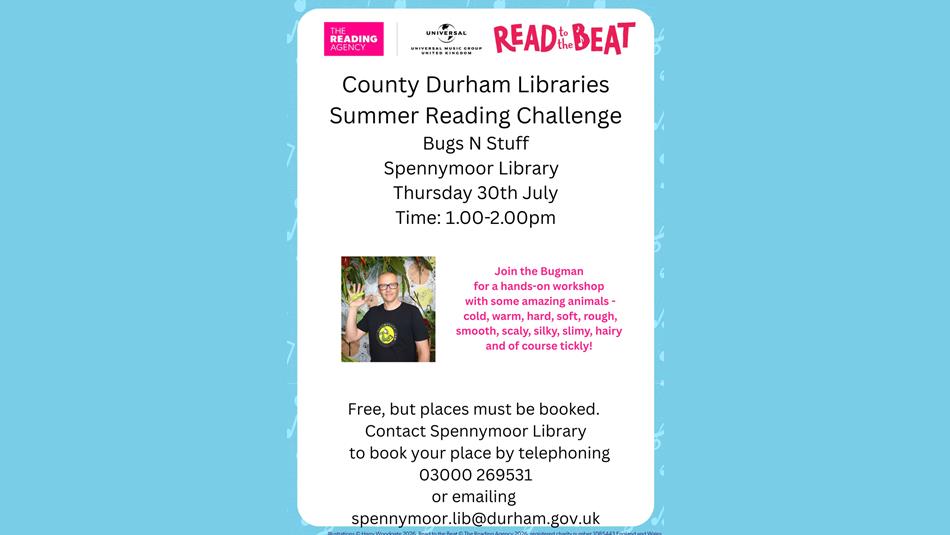 County Durham Libraries Summer Reading Challenge, Bugs and Stuff, Spennymoor Library, Thursday 30th July.
