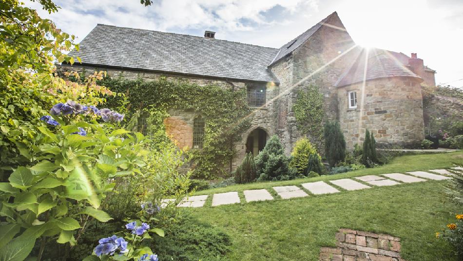 Crook Hall Gardens, exterior of medieval hall