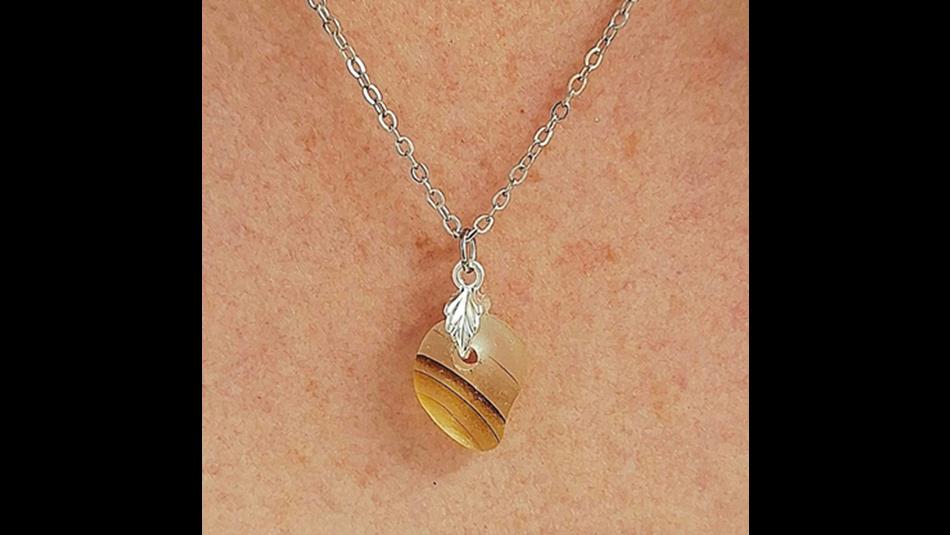 Stripey amber sea glass necklace.