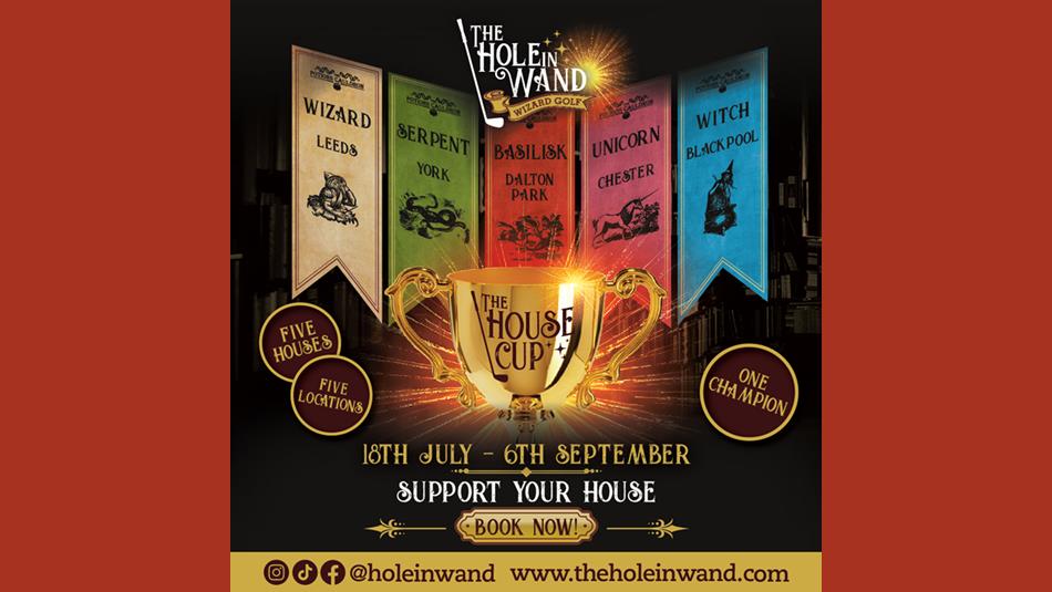 Image of a trophy and House Banners - 'The House Cup' at The Hole in Wand.