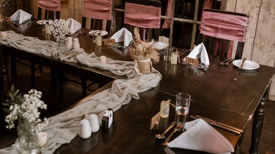 Table staged for a wedding at South Causey Inn