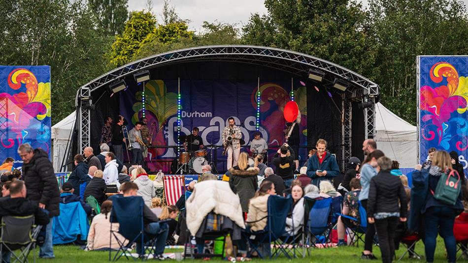 Performers at Durham Brass Festival on stage.