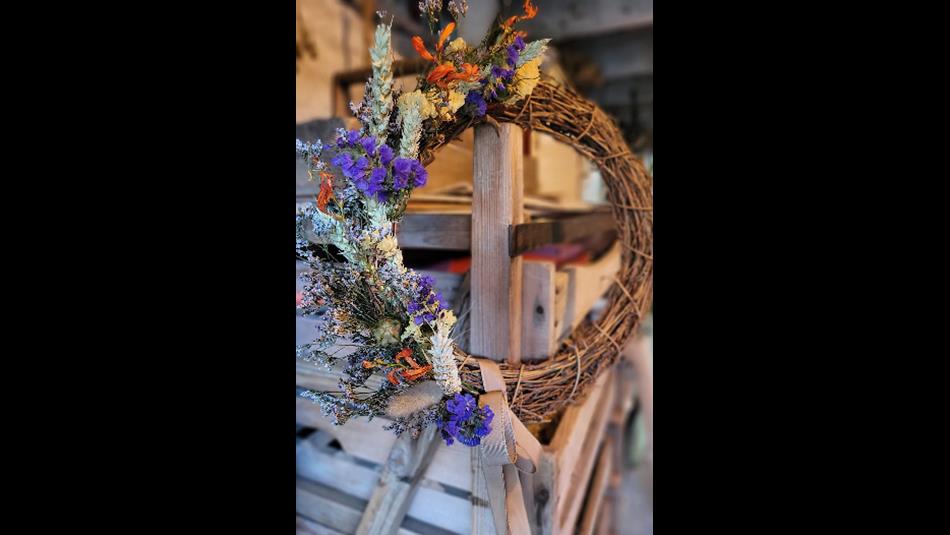 Natural flower wreath of dried flowers.