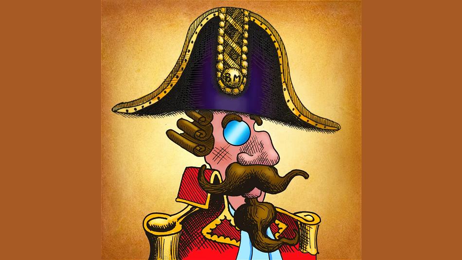 Cartoon image of Baron Munchausen - a fictional German nobleman.