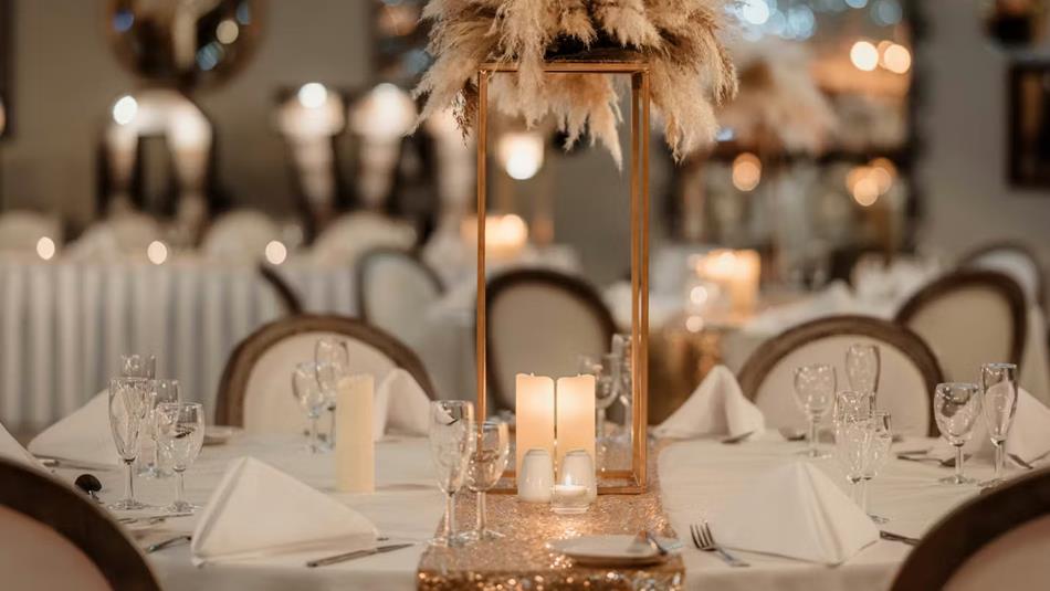 Tables set for a wedding at South Causey Inn