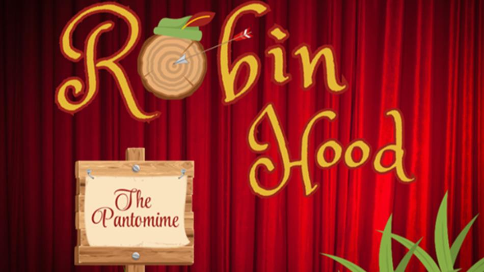 Robin Hood - The Pantomime. Background shows stage curtain.
