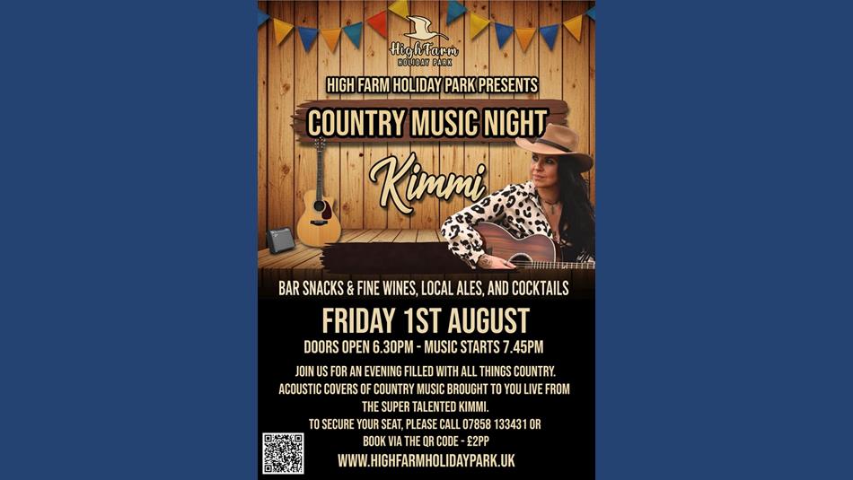 County musician Kimmi playing guitar and wearing a cowgirl hat