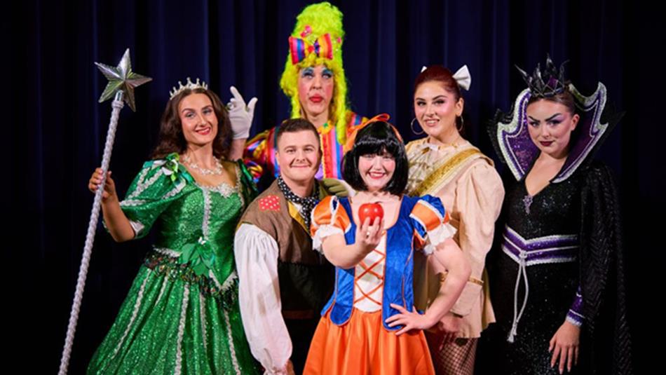 6 members of the cast of Snow White Pantomime at The Witham.