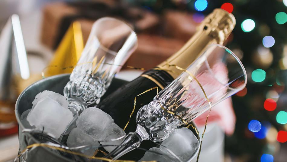 Champagne chilling in ice.