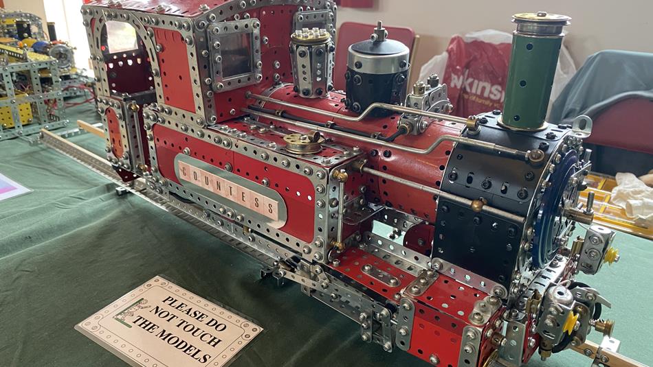 A Meccano train on display at Beamish Museum for the April Meccano Exhibition 2026