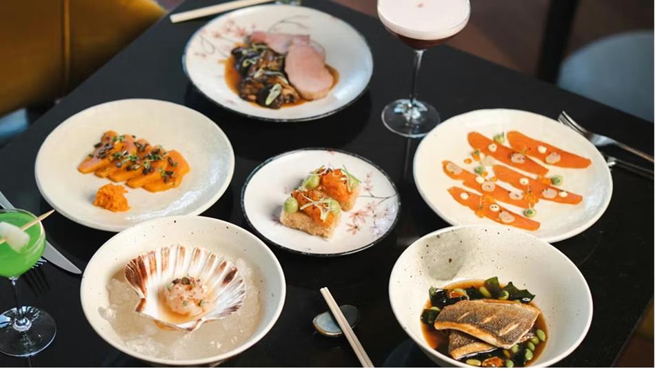 Wellness lunch at Seaham Hall and Serenity Spa - a selection of vibrant plates and drinks.