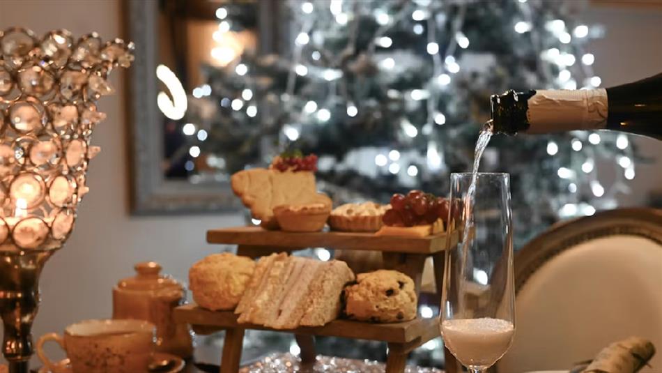Festive Afternoon Tea with sweet and savoury treats.