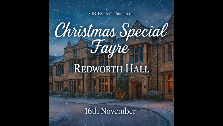 Christmas Special Fayre - Snowy image of Redworth Hall.