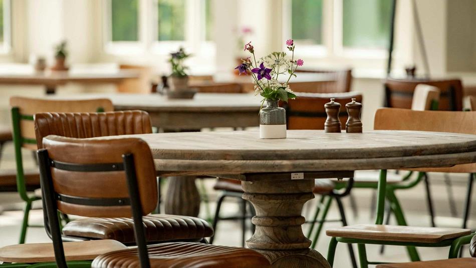 The Vinery at Raby Castle - flowers on tables.