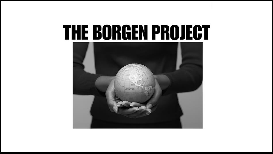 The Borgen Project. Black and white image of someone holding a globe in their hands.