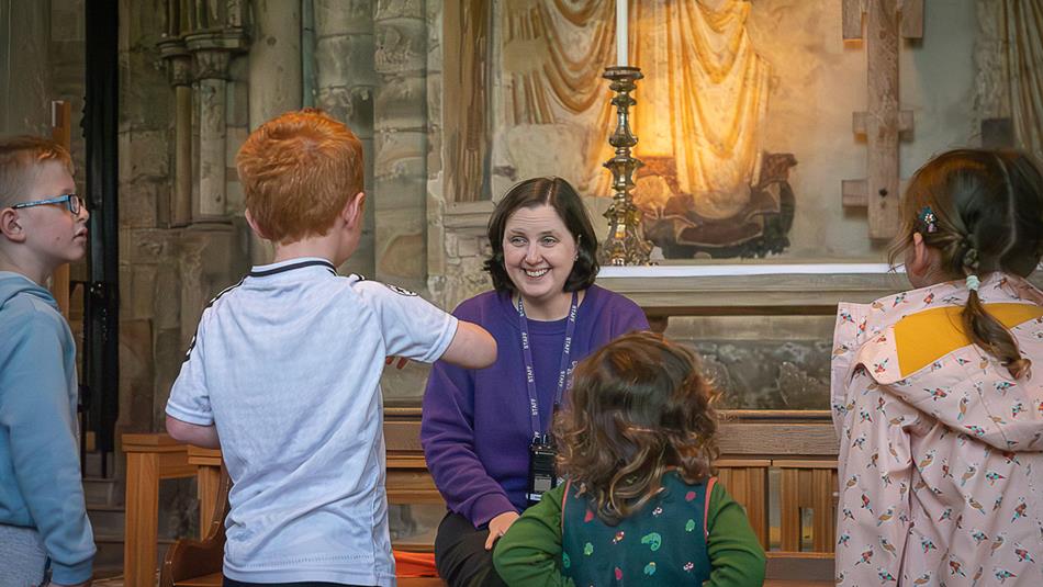 Children on a mini tour in Durham Cathedral