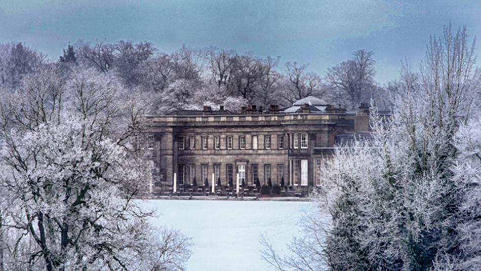 Wynyard Hall on a snowy day.